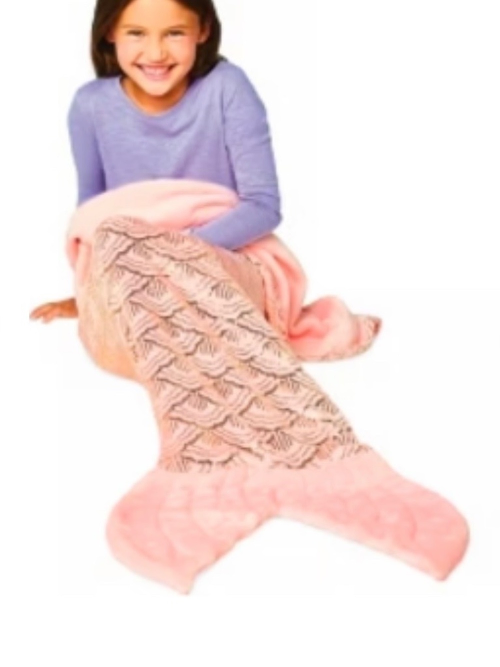 PillowFort "Mermaid Tail Blanket in Pink with Gold Scallops pattern" NWOT - Picture 2 of 5